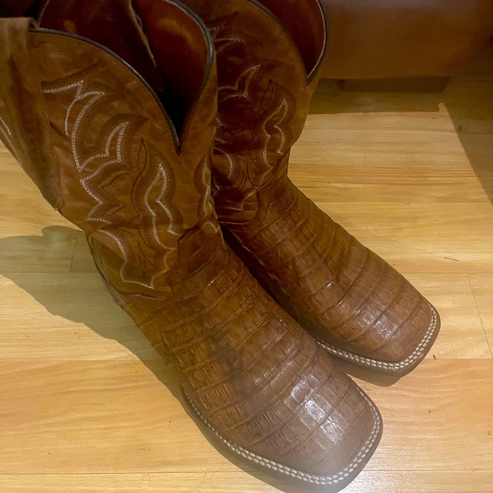 12D Dan Post square toe cowboy boots genuine caiman